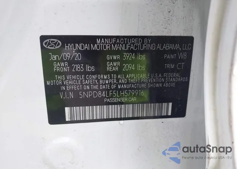 2020 Hyundai Elantra Sel from USA, damaged, VIN 5NPD84LF5LH579916